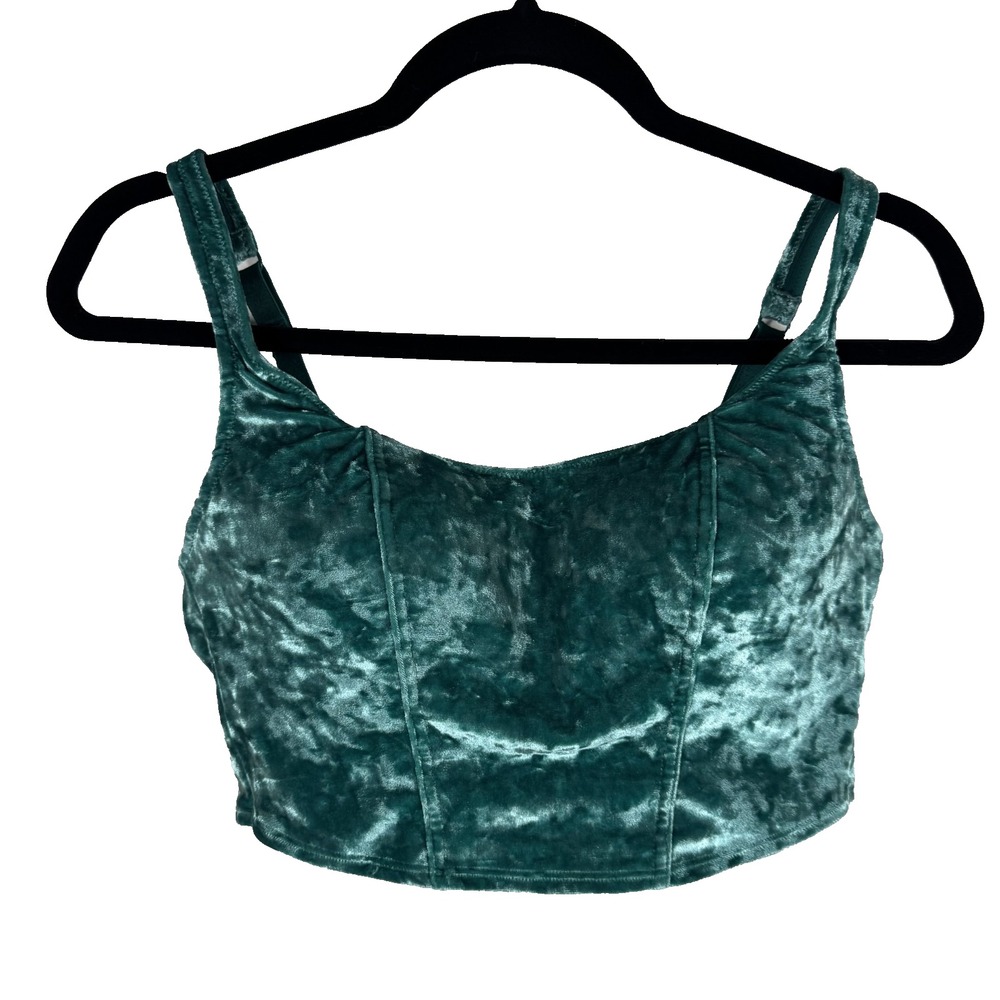Pink Victoria's Secret Wireless Green Longline Velvet-feel Bra Large Christmas